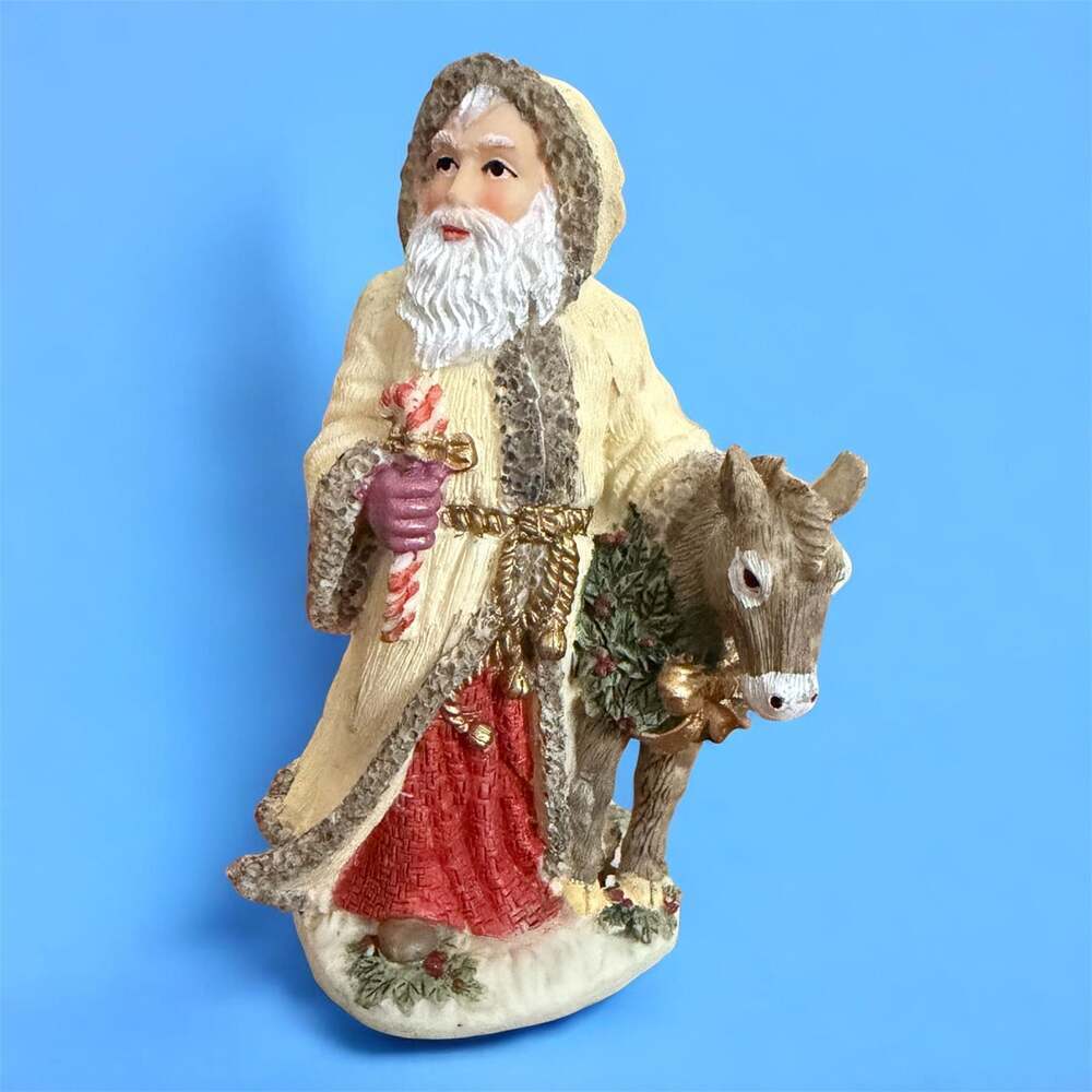 Vintage 1993 Samichlaus Switzerland Santa Figurine with Donkey